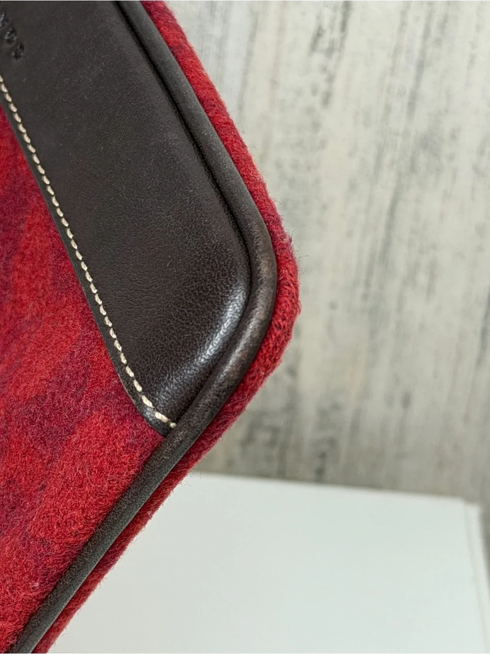 Coach Red and Brown Signature Zip Wristlet